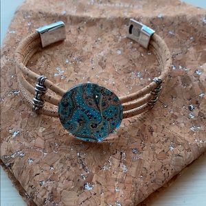 Anthropologie Cork Magnetic Close Bracelet